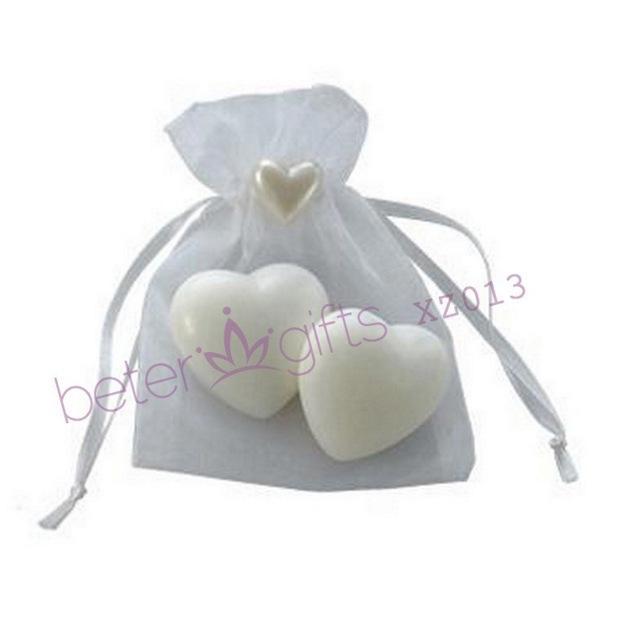 Baby Shower Favors, Mini Heart Soap in Organza Bag (Set of 2)