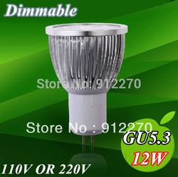 5X High power Dimmable GU5.3/MR16 4x3W 12W AC85~265V 110V 220V Rotundity LED Lamp LED Light Bulb Downlight light bulb..(China (Mainland))
