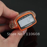 Free Shipping 5pcs New Run Step Pedometer Walking Calorie Counter Distance Multi-function Large LCD Screen Orange White