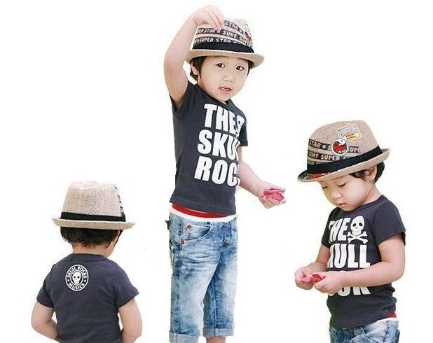 New Baby CHILDREN BOY KID straw Brim Hat Cap SUNHAT BEACH shade straw hat Toddler Dress Up(China (Mainland))
