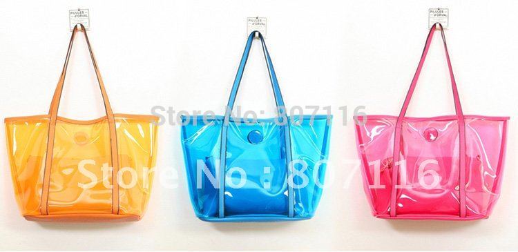 Fashion Bag in Bag Womens Sweet Jelly Clear Transparent Handbag Tote ...