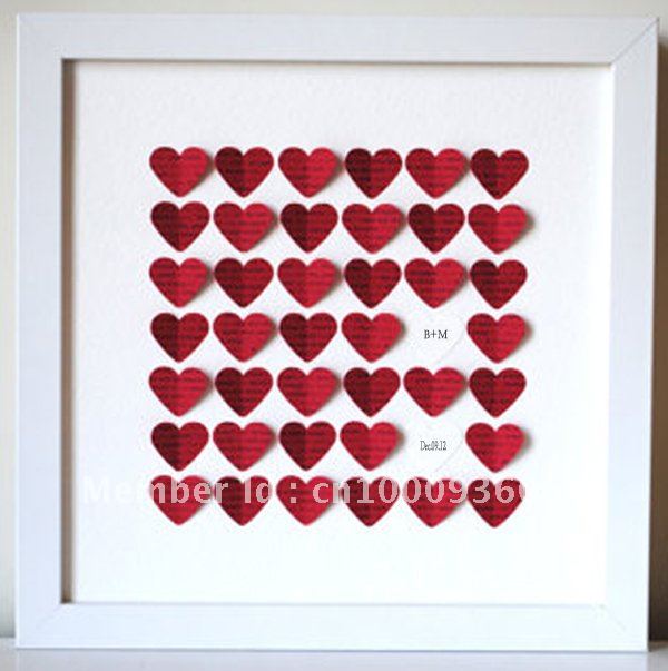 Wedding Gift, Personalized 3D Song Hearts (red) - made from song 