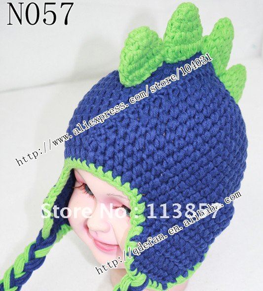 New-arrival-Free-shipping-20-lot-100-cotton-crochet-blue-dinosaur-hat-carniva...