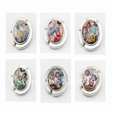 Wholesale Mix color Fashion Vintage Art Flower lampwork murano glass folding purse hook handbag holder bag hanger Jewelry