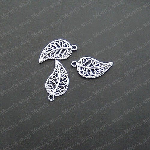  13620 50PCS 16 10MM Antique Silver Plated Zinc Alloy Metal Charms Double Side Lovely Leaves