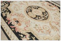 FREE SHIP! 8X10 Aubusson Area Rug BLACK CREAM French Home Ivory White FLAT WEAVE