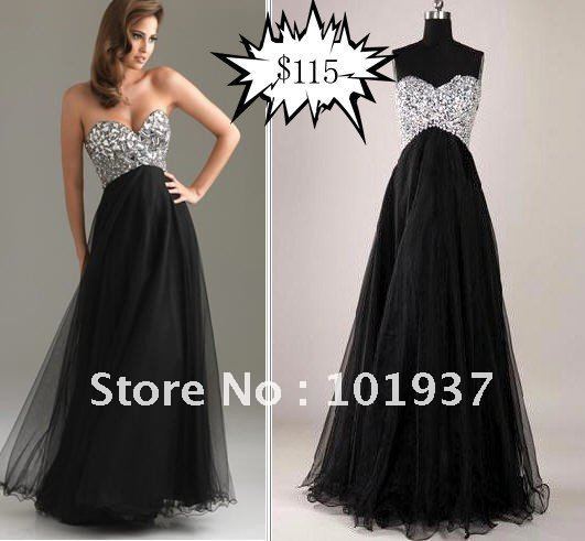 ... Beaded Black Chiffon Name Brand Prom Dresses LS113(China (Mainland