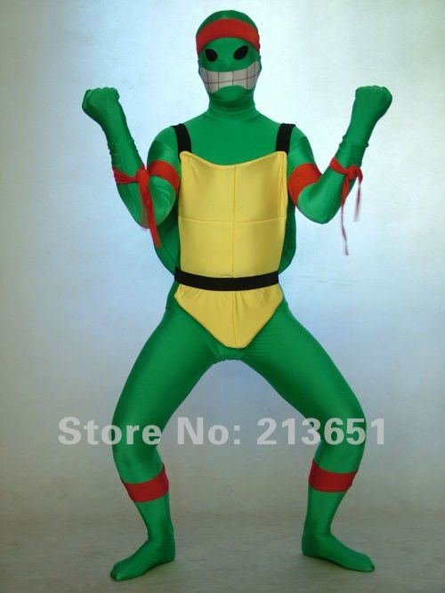 Ninja turtle Green Colors  Masquerade Halloween Party Performance Cosplay  Costumes Lycra Zentai Unisex catsuit