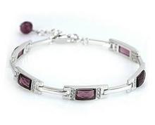 MSF brand SL011 fine jewelry ladies`925 sterling silver + 23K platinum plated + swiss purple diamond bracelets free shipping