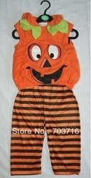 Festival "All Saints' Day" Children Pumpkin Suit Infant Hooded Cosplay Costume Halloween For Kids 1-3 Year(China (Mainland))