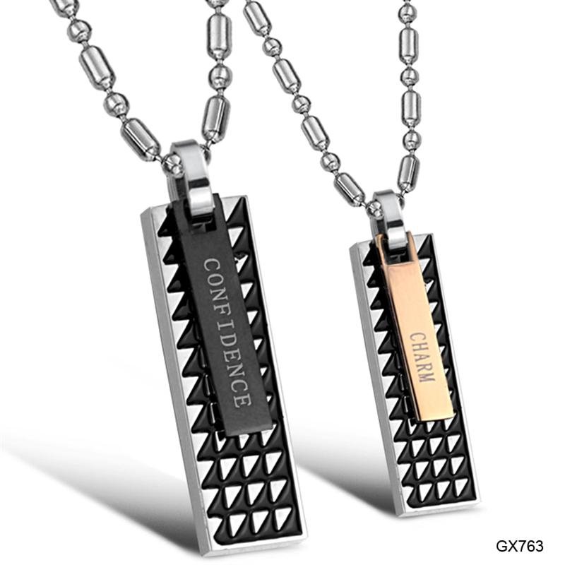 OPK JEWELRY Couple Pendant Stainless Steel Jewelry confident charm pendant with chain 763(China (Mainland))