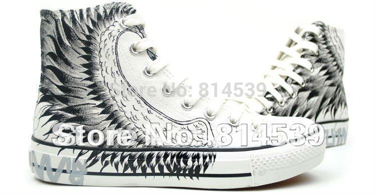 2013 new Flying Wings High Top Canvas Sneakers hand painted fashion shoes for men women