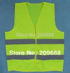 Free shipping 10pcs/lot high visibility green warning Reflective Safety Vest working clothes traffc vest with reflective strip(China (Mainland))