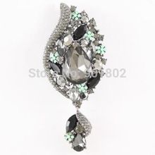 New 2015 Green Rhinestone Brooches Water Drop Flower Broach Pins Crystals Brooch For Women Fashion Jewelry