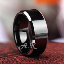 NEW Black Tungsten Mens 8MM Wedding Band Ring Carbide Promise High Polish Gift