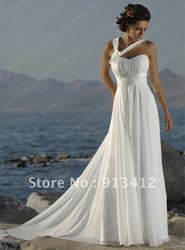 Free Shipping by Fedex or DHL Best Selling Simple and Elegant Bridal Dress 2012 Cheap Beach Wedding Dress Custom Made(China (Mainland))