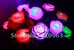 New Rose LED Night Light Christmas Light Changing Color For Lover' Gift 10pcs/lot Free Shipping(China (Mainland))