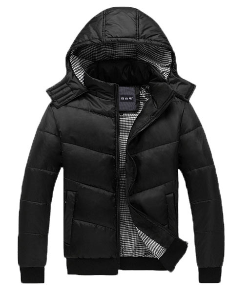 Free Shipping, hot sale Men's Coat With Hat Fashion Outerwear Winter warm Overcoat new design,black, plus size M-XXXL, MWM043(China (Mainland))