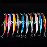 Promotion! 2 hooks 10 color 11.2g/10.5cm Classic style Deep Minnow plastic fishing hard bait lure,50pcs/lot,free shipping