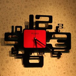 Wall Clock Modern Design Bed room Decorative Red and Black Mixed Clock(China (Mainland))