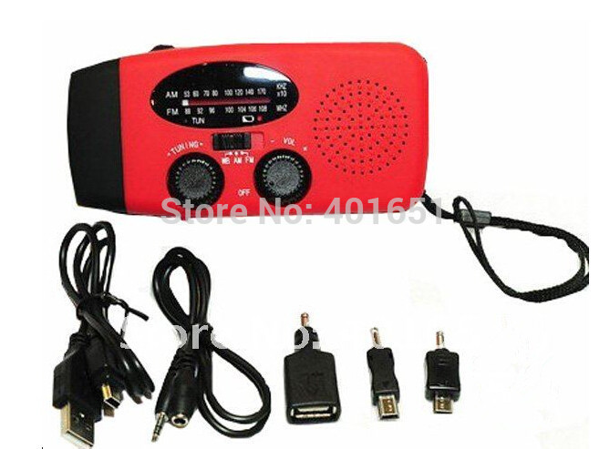 Free shipping 3 in 1 emergency Wind up Solar Dynamo Powered FM AM Radio Phones Chargers