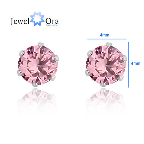 fashion-crystal-earrings-jewelry-4mm-Pink-316-Stainless-Steel-CZ ...