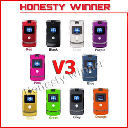 Singapore Post Free shipping 100% Original Unlocked Black Razr v3 mobile phone(China (Mainland))