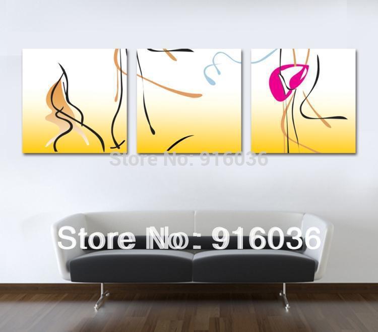 Free shipping 3 Panels Painting Modern Wall Hanging Canvas Living Room Abstract Paint Art pop gifts Decorative Picture pt57(China (Mainland))