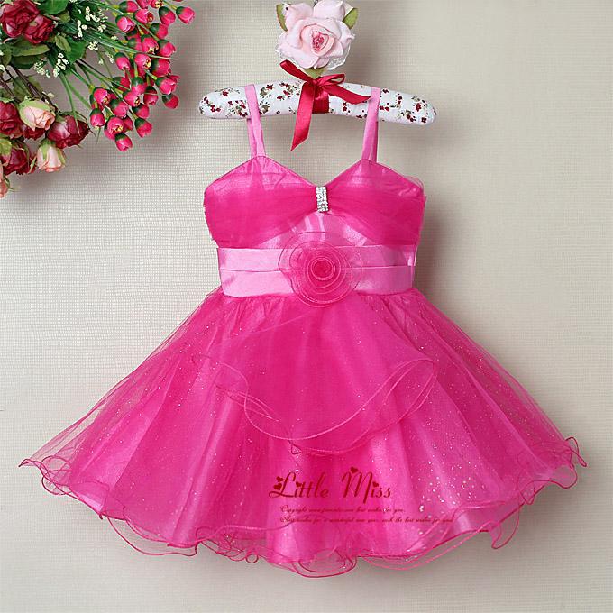 New 2013 Fashion Baby Girls Party Dresss Hot Pink Beautiful Flower Pettiskirt Formal Dresses Kids Clothes Wholesale 6PCS/LOT(China (Mainland))