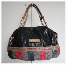 Hot sale lady wowen’s unique bag,PU + rhinestone,Size:37x27cm,one color & Two function(handbag / messenger bag),Free shipping