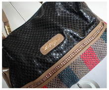 Hot sale lady wowen s unique bag PU rhinestone Size 37x27cm one color Two function handbag