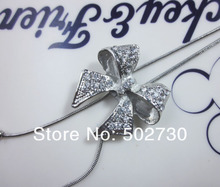New Designer Jewelry Exquisite Luxury Rhinestone Long Bow Necklace For Women D1R4C