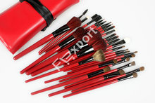 High Quality 30 Pcs Professional Makeup Brushes Set with Red Leather Bag 1005