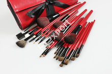 High Quality 30 Pcs Professional Makeup Brushes Set with Red Leather Bag 1005