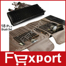 Good Quality 18 Pcs Makeup Kit Professional Brush Set with Leather Bag,1006