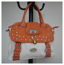 stylish handbag,Size:33 x 25cm,PU + Rhinestone,3 different colors,(white),two function,Free shipping