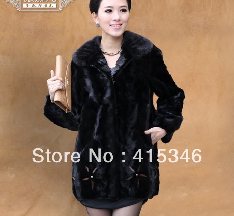 2013 New Mink Coat Girls Long Mink Fur Jacket Luxury(China (Mainland))