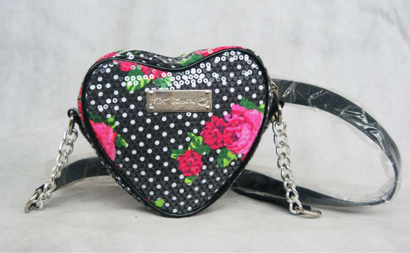 Fashion women small Satchel bag mit Black and white wave sequined roses