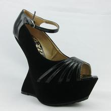 Women s shoes velvet hasp 15cm super elevation wedges open toe sexy t sandals women s