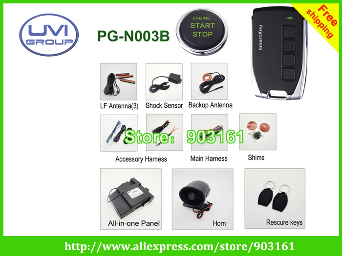 HK Post Free Shipping Remote Control Keyless Entry PKE System Keyless Push Button Start All In One PG-N003B(China (Mainland))