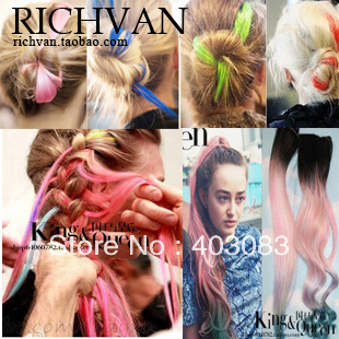 Freeshipping Hot Export HARAJUKU punk neon color multicolour gradient hair wig clip gradient(China (Mainland))