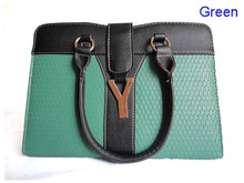 designer handbag2013 new women bag Size 33 x25cm PU metal 6different color green Two function Satchel
