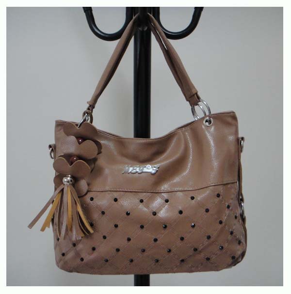 designer women handbag PU ornament Size 40 x 31cm Carry handle 13cm high 2different colors khaki