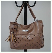 designer women handbag PU ornament Size 40 x 31cm Carry handle 13cm high 2different colors khaki