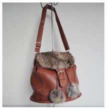 wholesale ladies Backpack Leisure bag brown Size 27 x 25cm PU rabbit fur 3 different colors