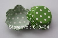 500pcs floral cup  bright green dot baking cup  cupcake liners colorful petal cup