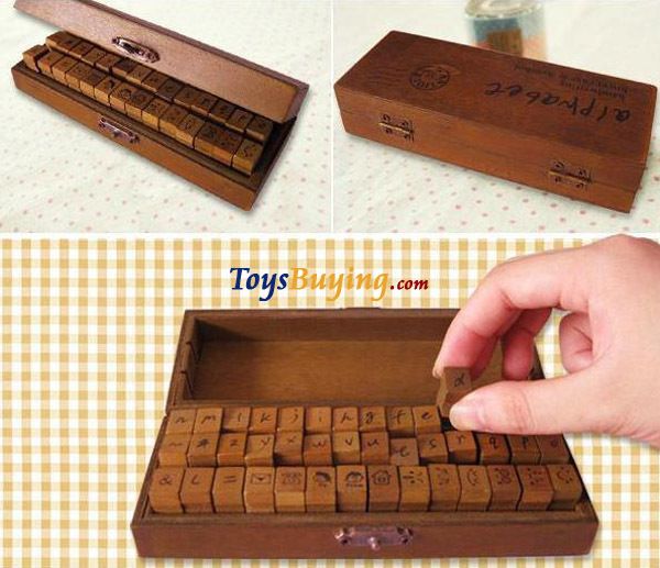 20pcs/lot 42pcs set lower case alphabet& number wooden rubber stamp with ink pad - Vintage handwriting Style +Free shipping(China (Mainland))