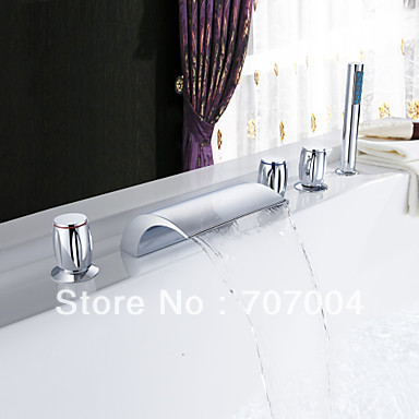 Discount Bathroom Faucets on Sale Cheapest Brass Deck Mounted Waterfall Bath Bathroom Tub Faucet