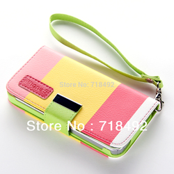 New Hybrid Leather Wallet Flip Pouch Stand Case Cover For iphone 5 5G 5th + Protector Film(China (Mainland))