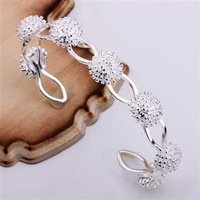 925 sterling silver sun flower link bangle cuff bracelet for women fine jewlery wholesale price promotion